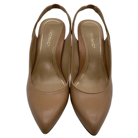 Vionic Womens Shoes Adalena Pumps Sz 6.5 Tan Leather Point Toe Cushioned Comfort - Picture 4 of 10